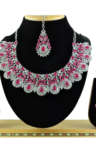 Red designer premium festive wear necklace set