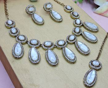 White designer premium festive wear necklace set 3