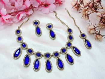 Turquoise designer premium festive wear necklace set 2