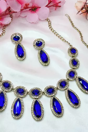 Turquoise designer premium festive wear necklace set
