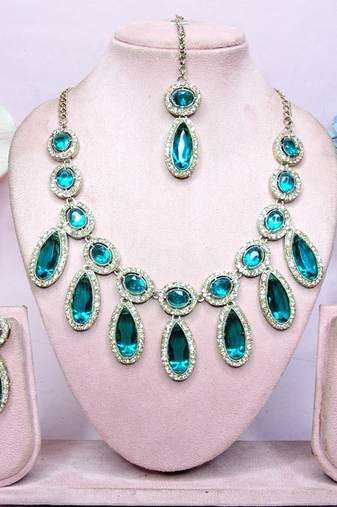 Turquoise designer premium festive wear necklace set