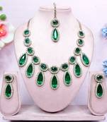 green designer premium festive wear necklace set