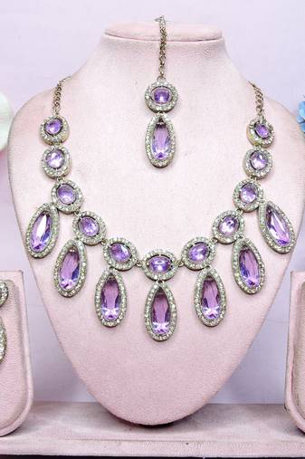 Purple designer premium festive wear necklace set