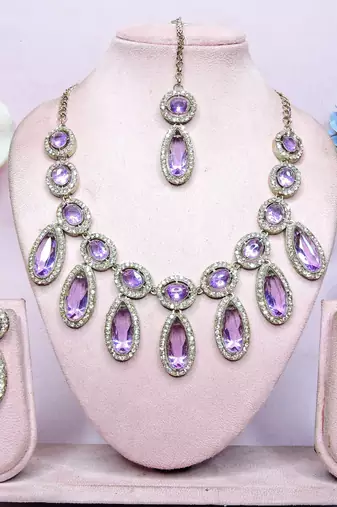 Purple designer premium festive wear necklace set