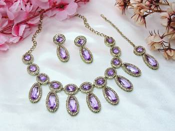 Purple designer premium festive wear necklace set 2