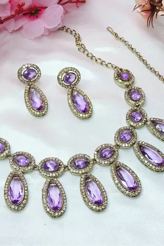 Purple designer premium festive wear necklace set
