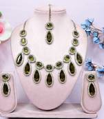 Green designer premium festive wear necklace set