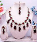 Maroon designer premium festive wear necklace set