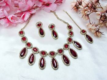 Maroon designer premium festive wear necklace set 2
