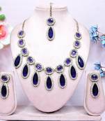 Blue designer premium festive wear necklace set