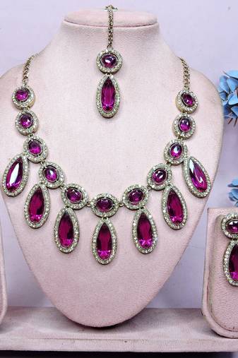 Purple designer premium festive wear necklace set