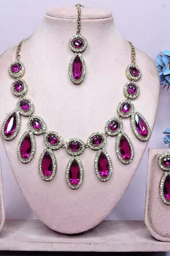Purple designer premium festive wear necklace set