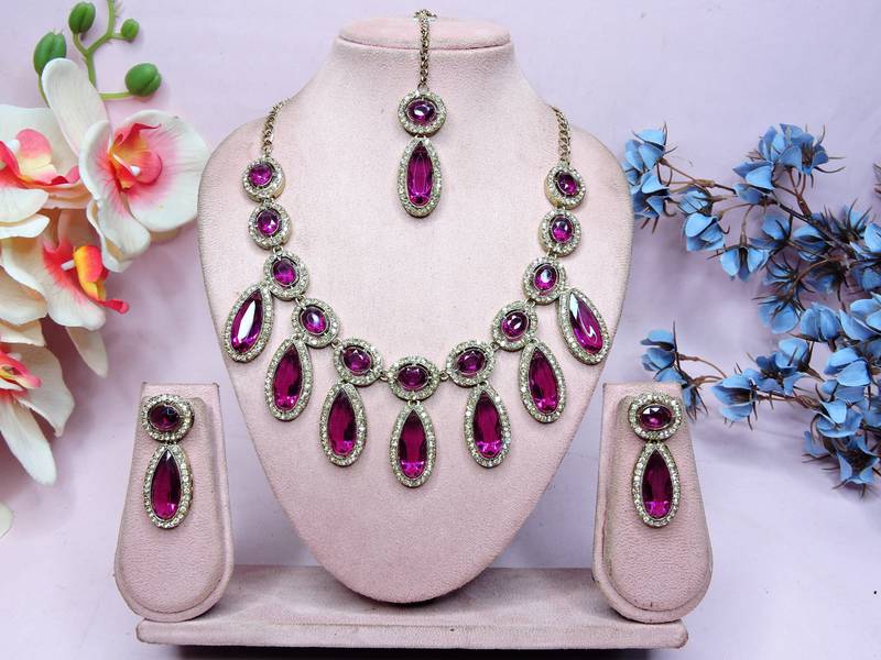 Purple designer premium festive wear necklace set