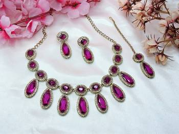 Purple designer premium festive wear necklace set 2