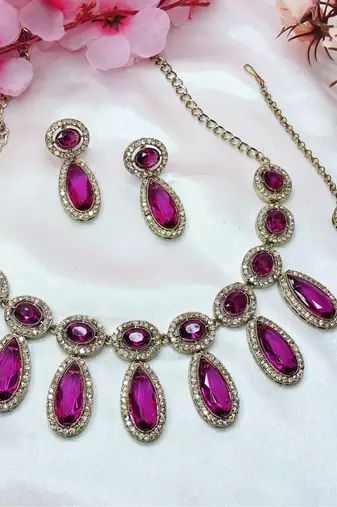 Purple designer premium festive wear necklace set