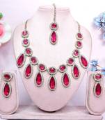 Pink designer premium festive wear necklace set