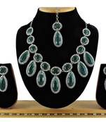 Green designer premium festive wear necklace set