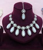 White designer premium festive wear necklace set