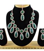 Green designer premium festive wear necklace set