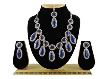 Blue designer premium festive wear necklace set 1