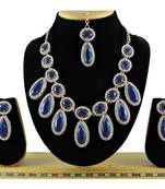 Blue designer premium festive wear necklace set