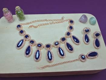 Blue designer premium festive wear necklace set 2