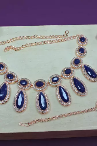 Blue designer premium festive wear necklace set