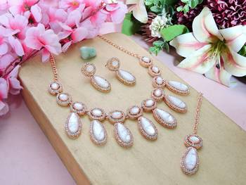 White designer premium festive wear necklace set 2