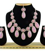Pink designer premium festive wear necklace set
