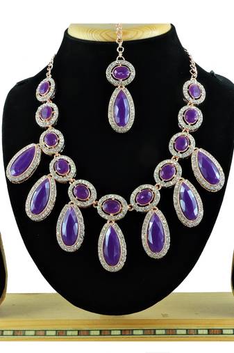 Purple designer premium festive wear necklace set