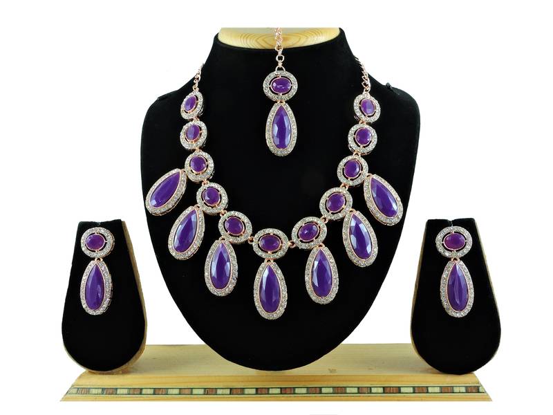 Purple designer premium festive wear necklace set