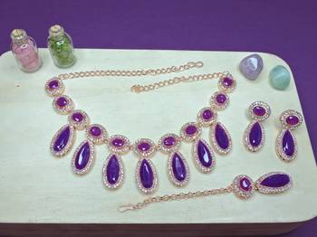 Purple designer premium festive wear necklace set 2