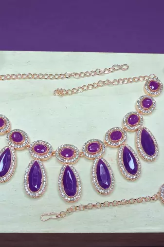 Purple designer premium festive wear necklace set