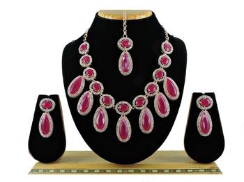 Red designer premium festive wear necklace set 1