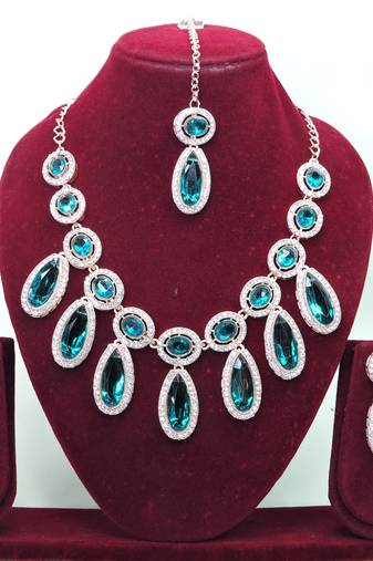 Turquoise designer premium festive wear necklace set