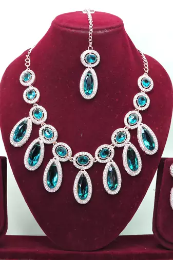 Turquoise designer premium festive wear necklace set
