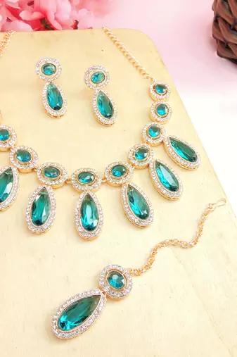 Turquoise designer premium festive wear necklace set