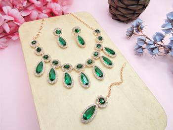 green designer premium festive wear necklace set 2