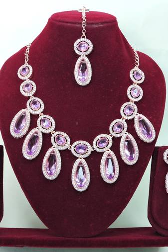 Purple designer premium festive wear necklace set