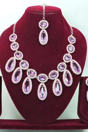 Purple designer premium festive wear necklace set