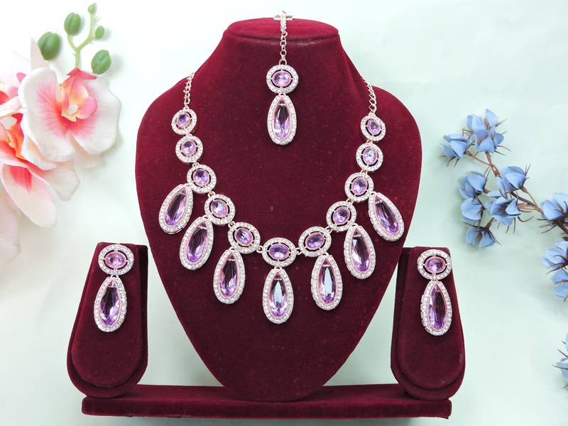 Purple designer premium festive wear necklace set