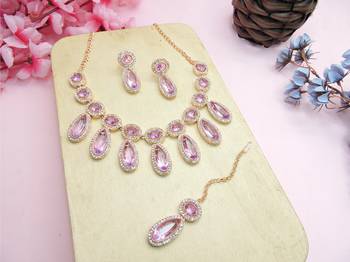 Purple designer premium festive wear necklace set 2