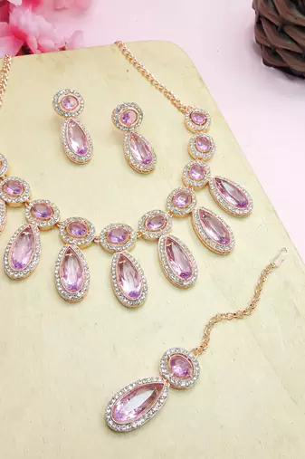 Purple designer premium festive wear necklace set
