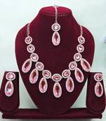 Pink designer premium festive wear necklace set