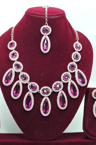 Purple designer premium festive wear necklace set