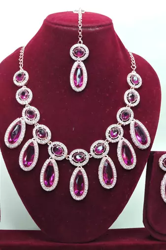 Purple designer premium festive wear necklace set