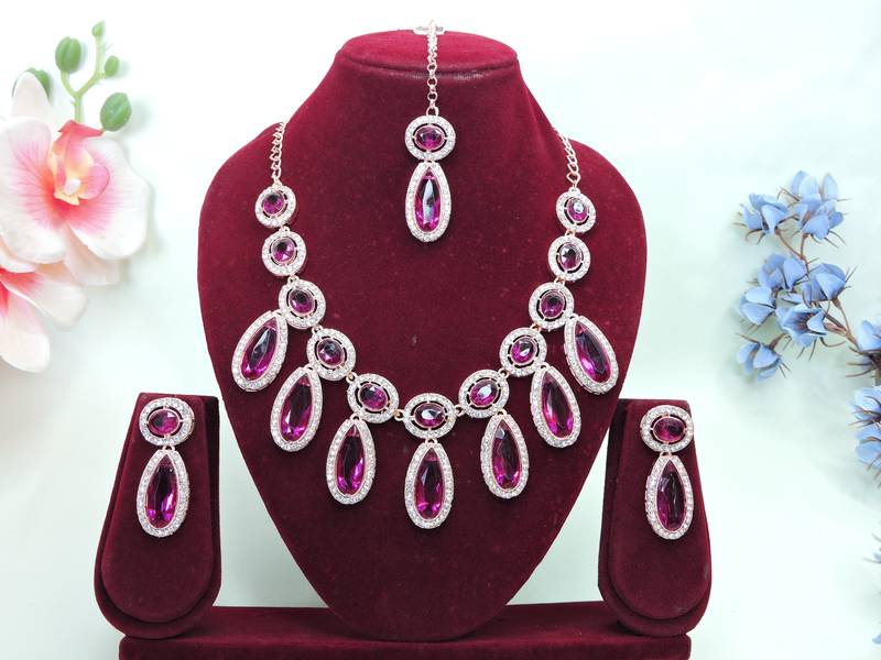 Purple designer premium festive wear necklace set