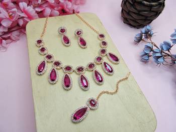Purple designer premium festive wear necklace set 2