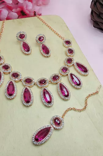 Purple designer premium festive wear necklace set