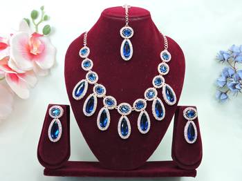 blue  designer premium festive wear necklace set 1